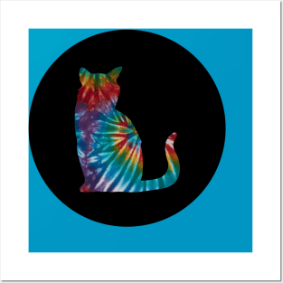 Tie-Dye Cat in Black Circle 1 Posters and Art